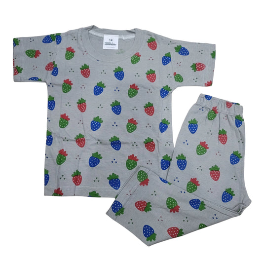 Strawberry Print Night Suit (soft cotton)