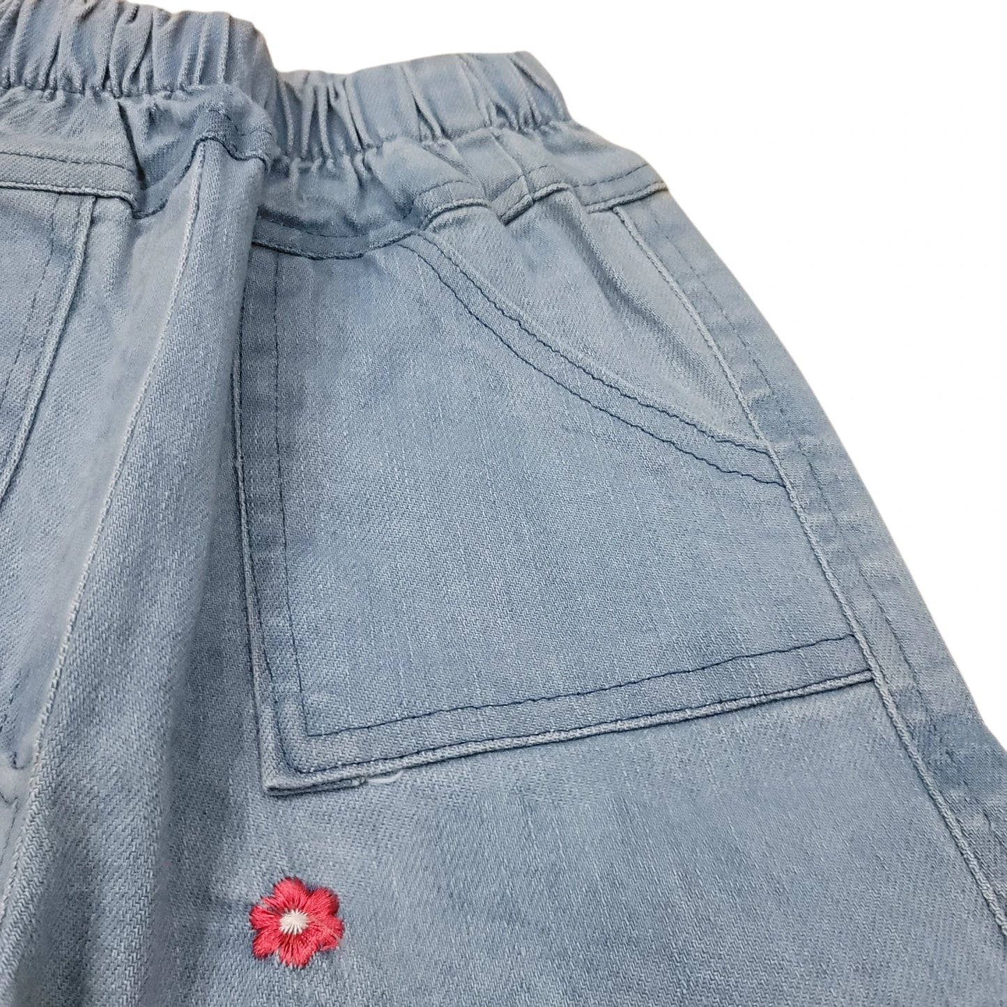 Flower Emb. wide Leg Pant