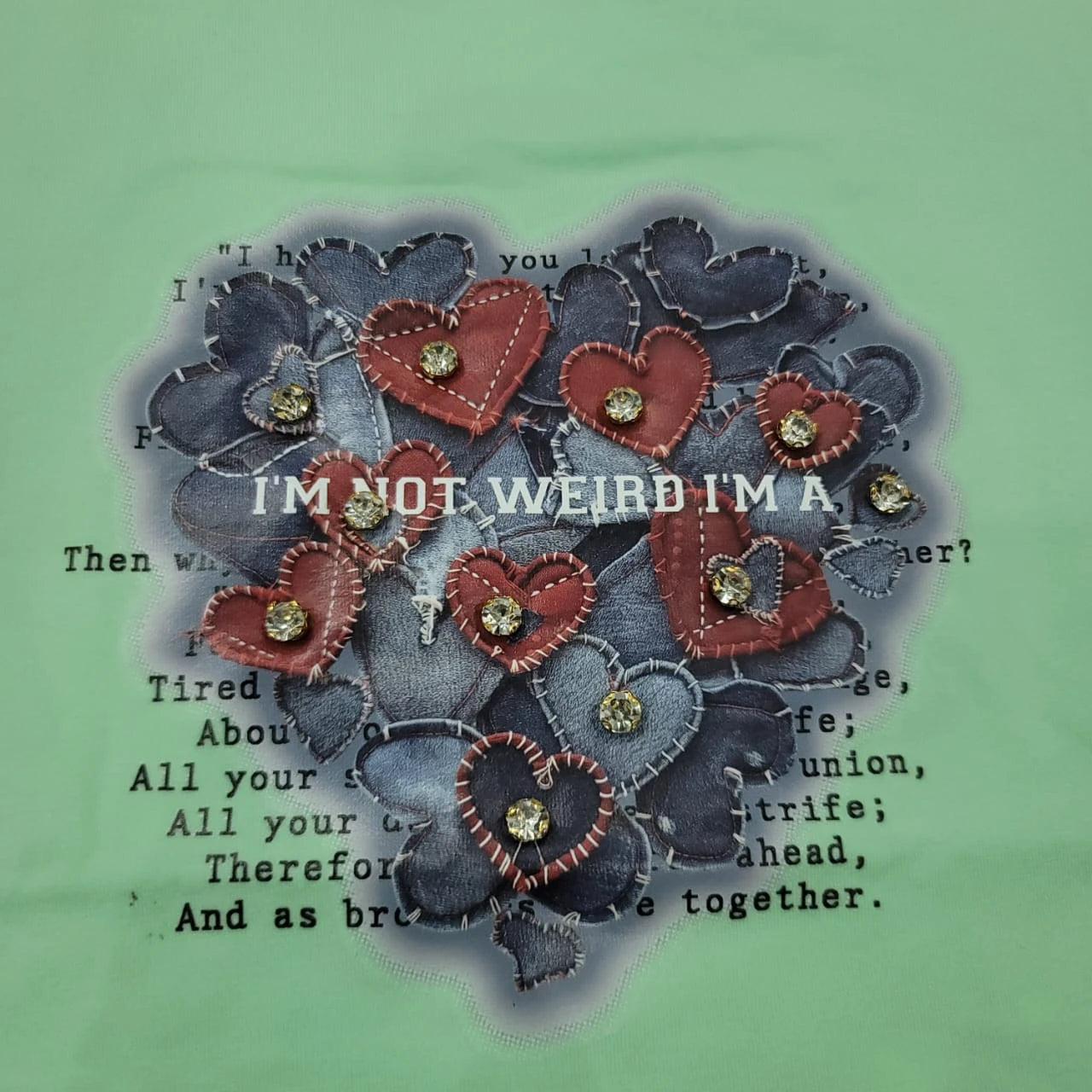 Heart DTF with Stone Girls T.shirt