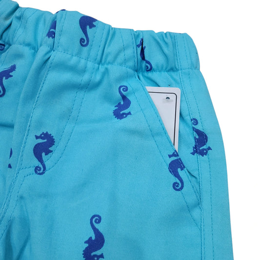 Sea-Horse Print Blue Short