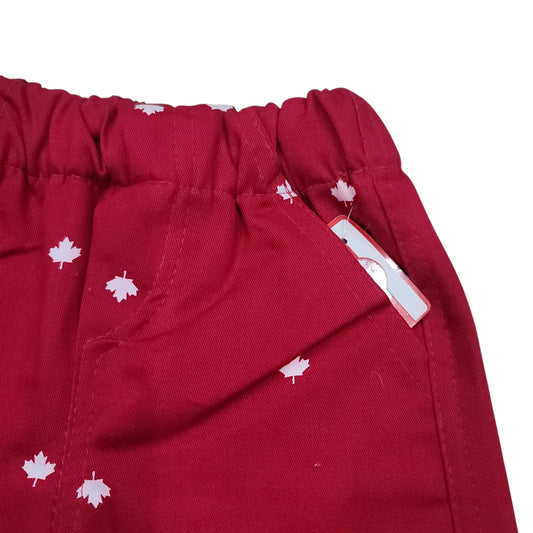 Maple Leaf Print Red Short