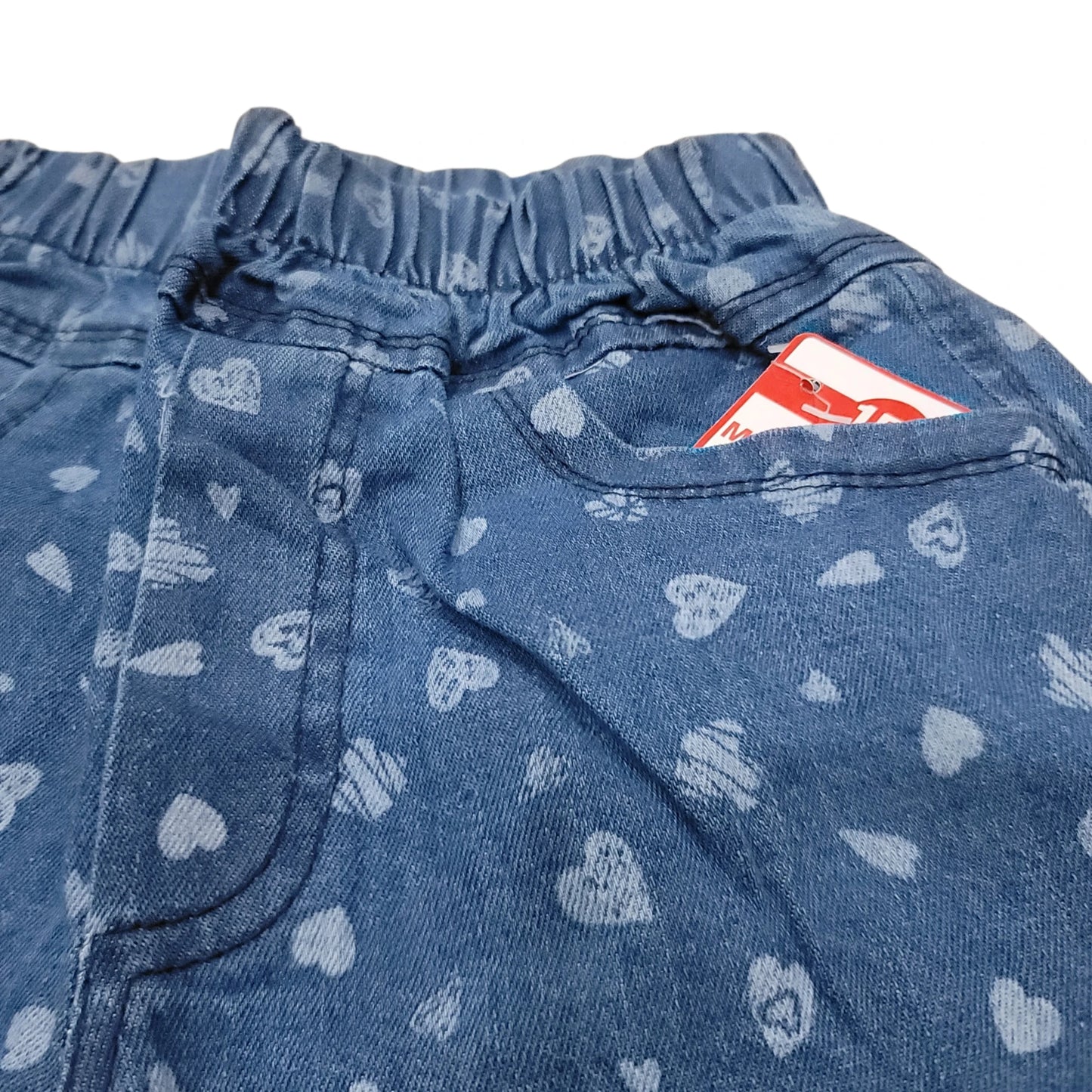 Girls Heart Print Wide Leg Cargo Denim