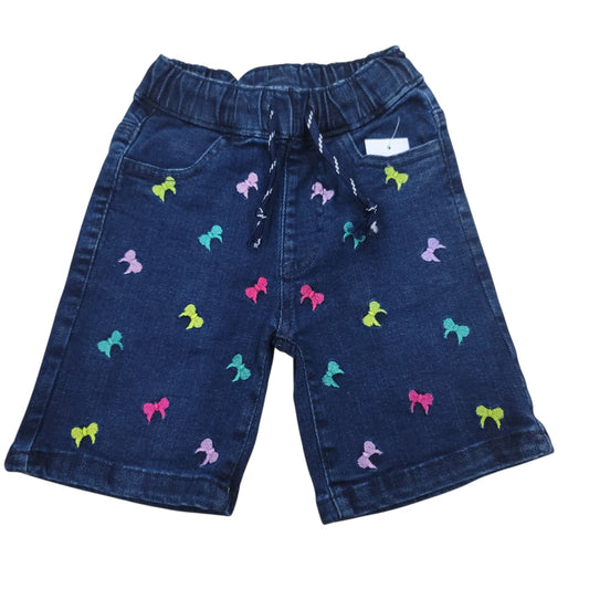 Bow Emb. Girls Denim Short