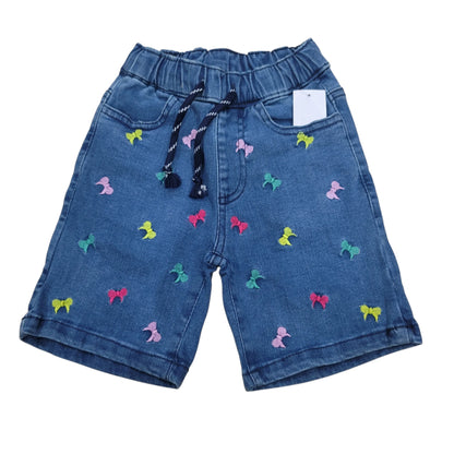 Bow Emb. Girls Denim Short
