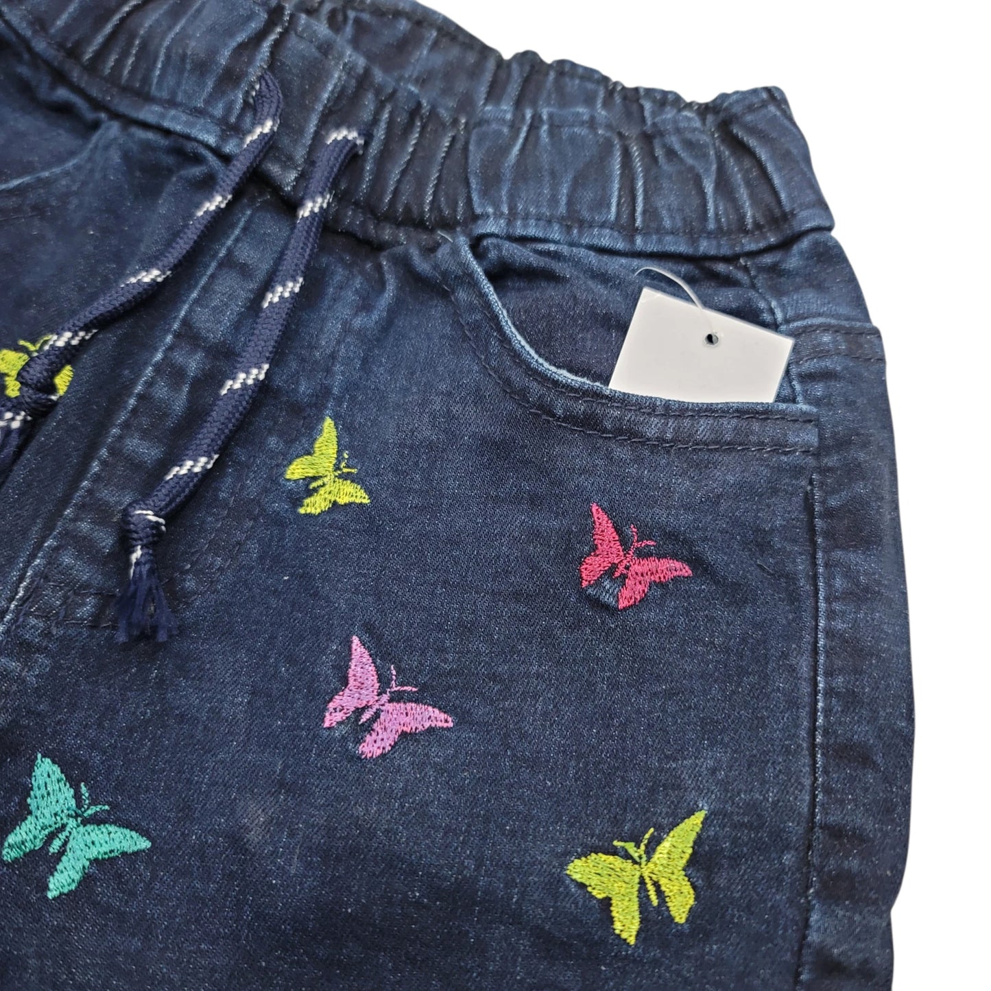Butterfly Emb. Girls Denim Short