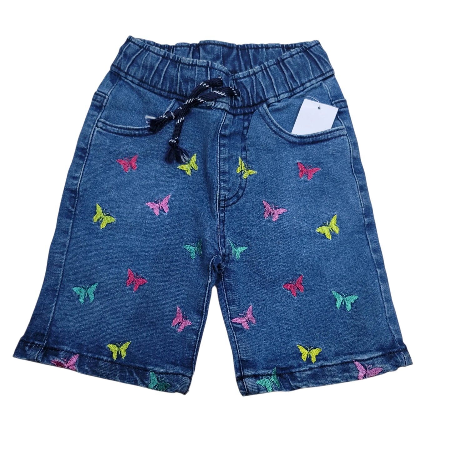Butterfly Emb. Girls Denim Short