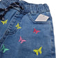 Butterfly Emb. Girls Denim Short