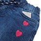 Heart Emb Girls Denim Short