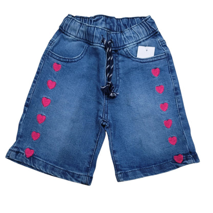 Heart Emb Girls Denim Short