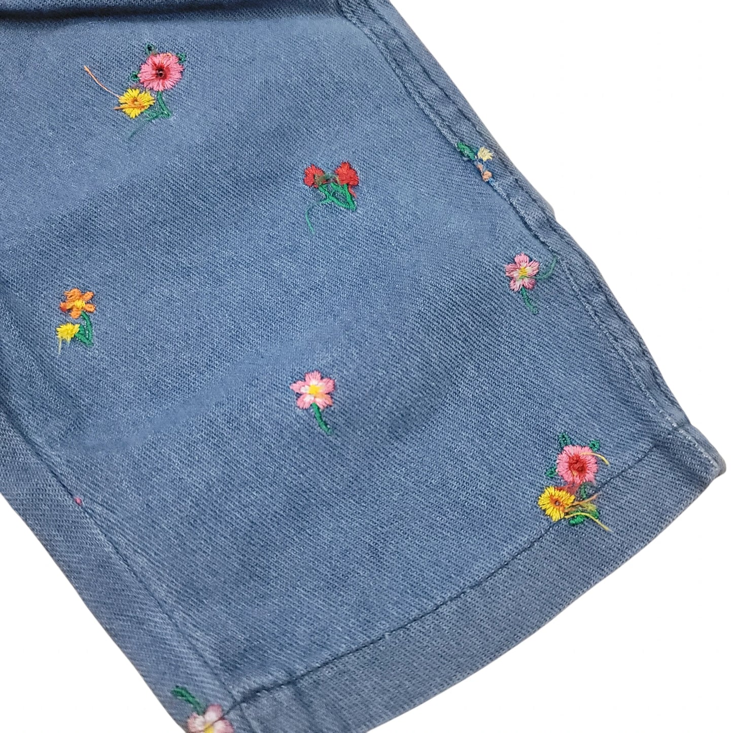 Floral Emb. Girls Denim Short