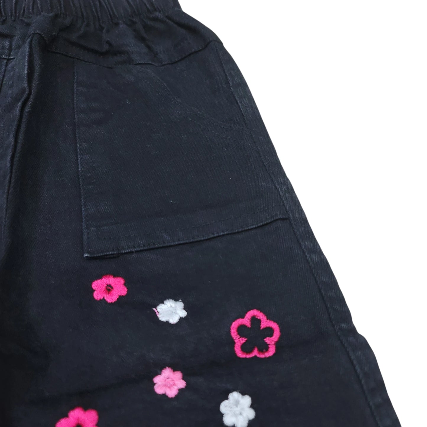 Flower Emb. wide Leg Pant