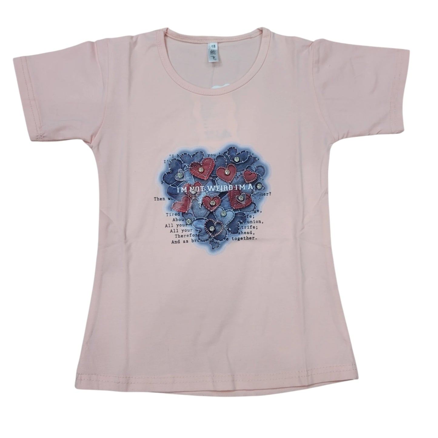 Heart DTF with Stone Girls T.shirt