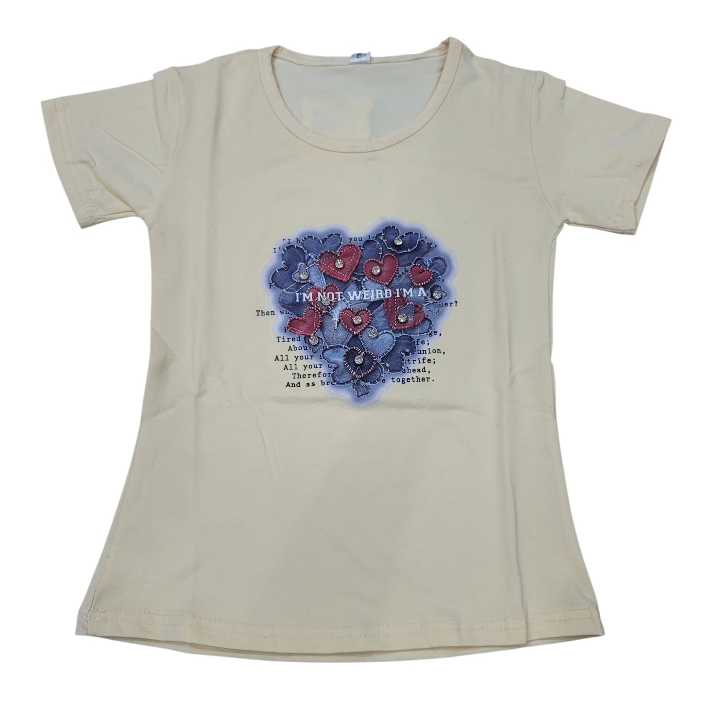 Heart DTF with Stone Girls T.shirt