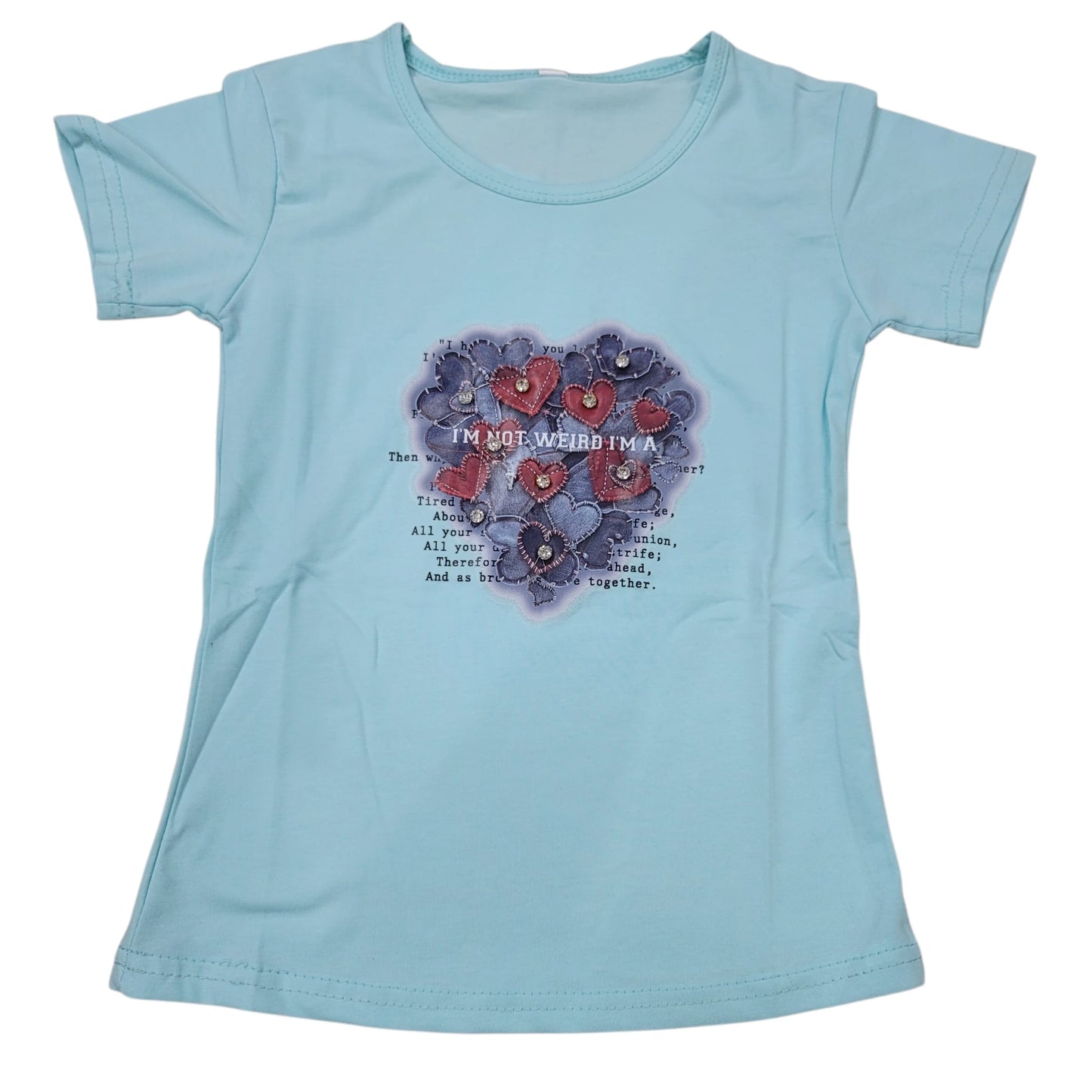 Heart DTF with Stone Girls T.shirt