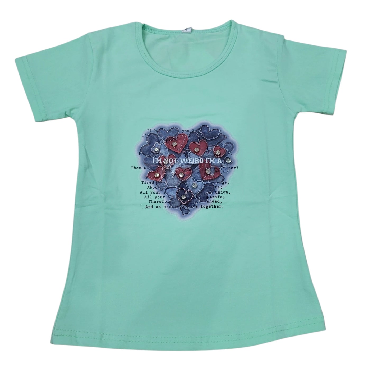 Heart DTF with Stone Girls T.shirt