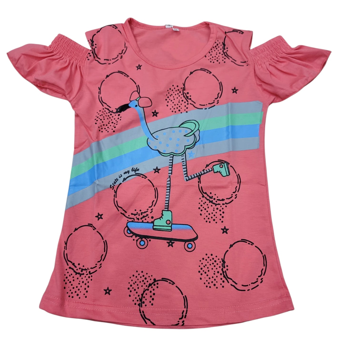 Cut Sleeves Duck print Girls T.shirt
