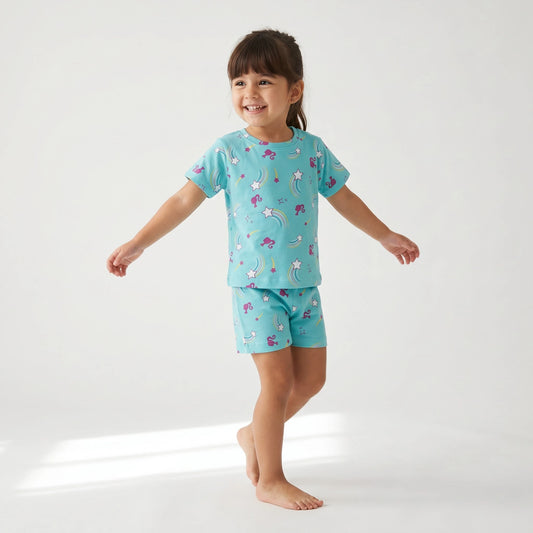 Girls Cute Rainbow Star Printed Night Suit(Soft Cotton)
