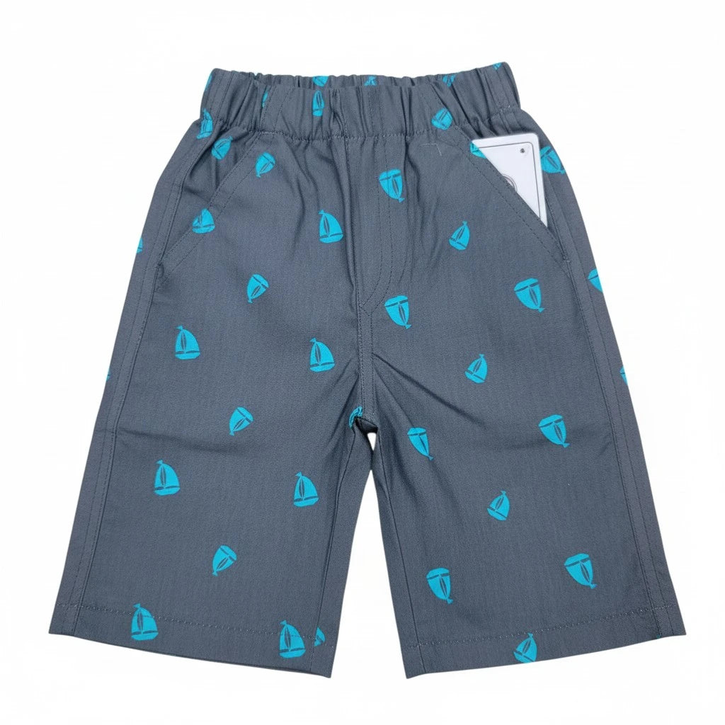 Sail-Boat Print Grey Short