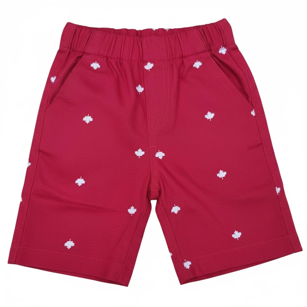 Maple Leaf Print Red Short