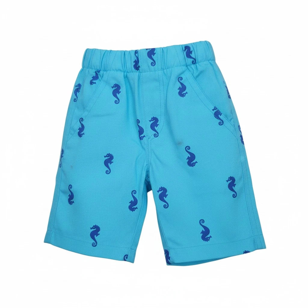 Sea-Horse Print Blue Short