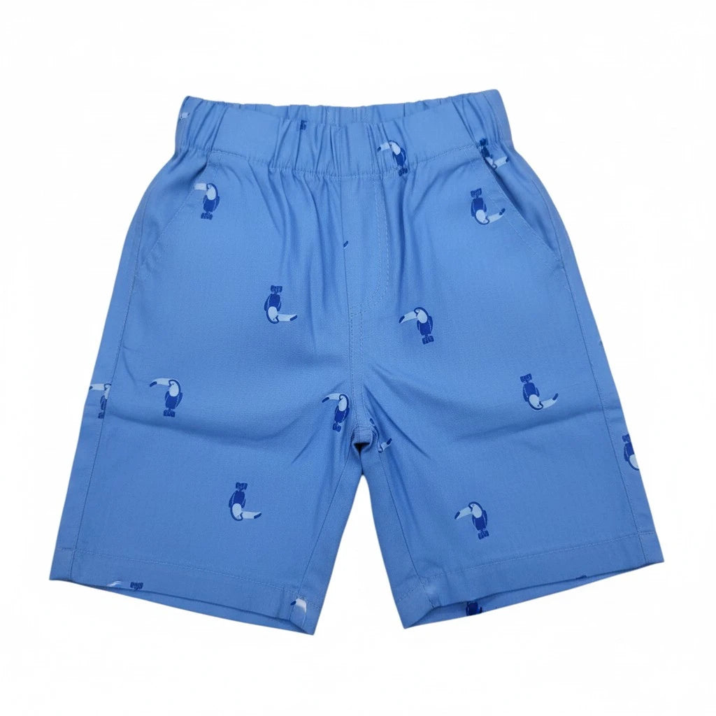 Toucan Bird Print Blue Short