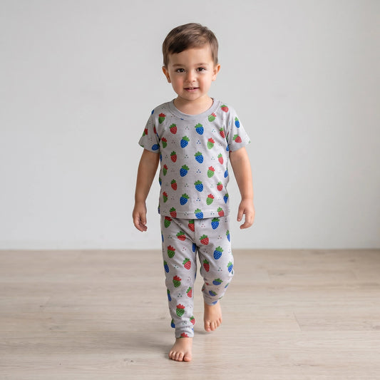 Strawberry Print Night Suit (soft cotton)
