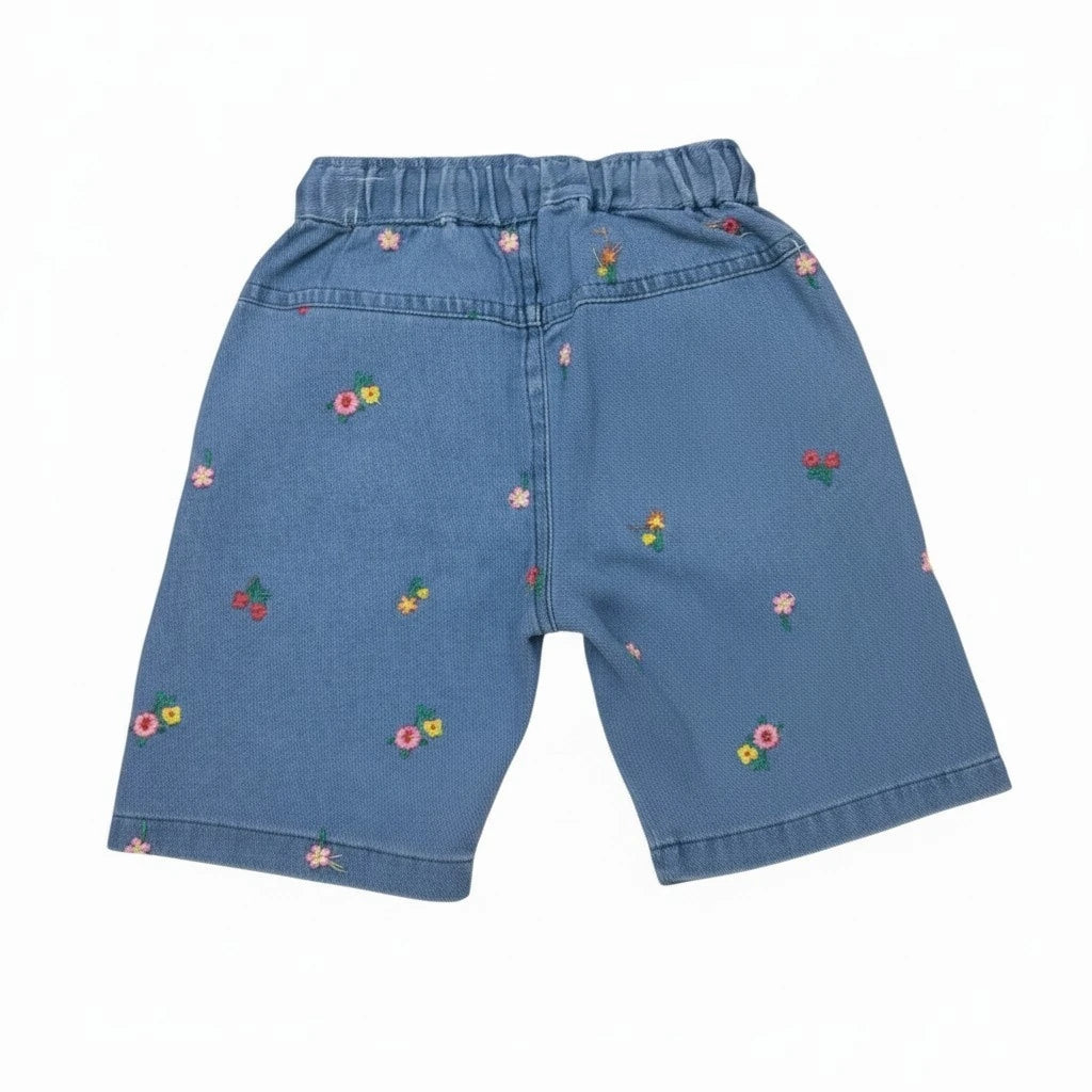 Floral Emb. Girls Denim Short
