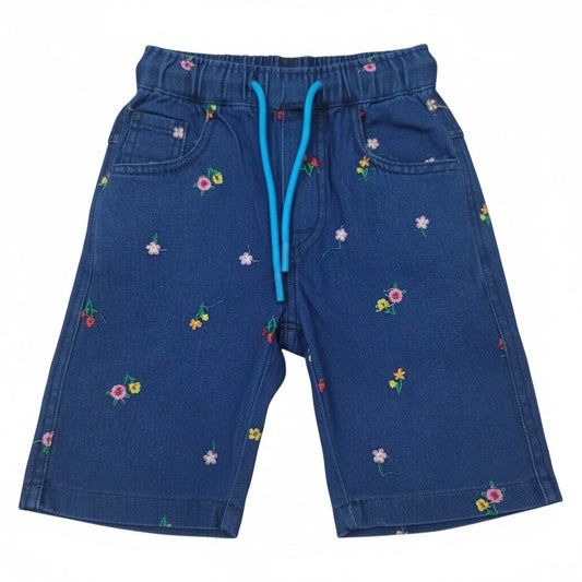 Floral Emb. Girls Denim Short